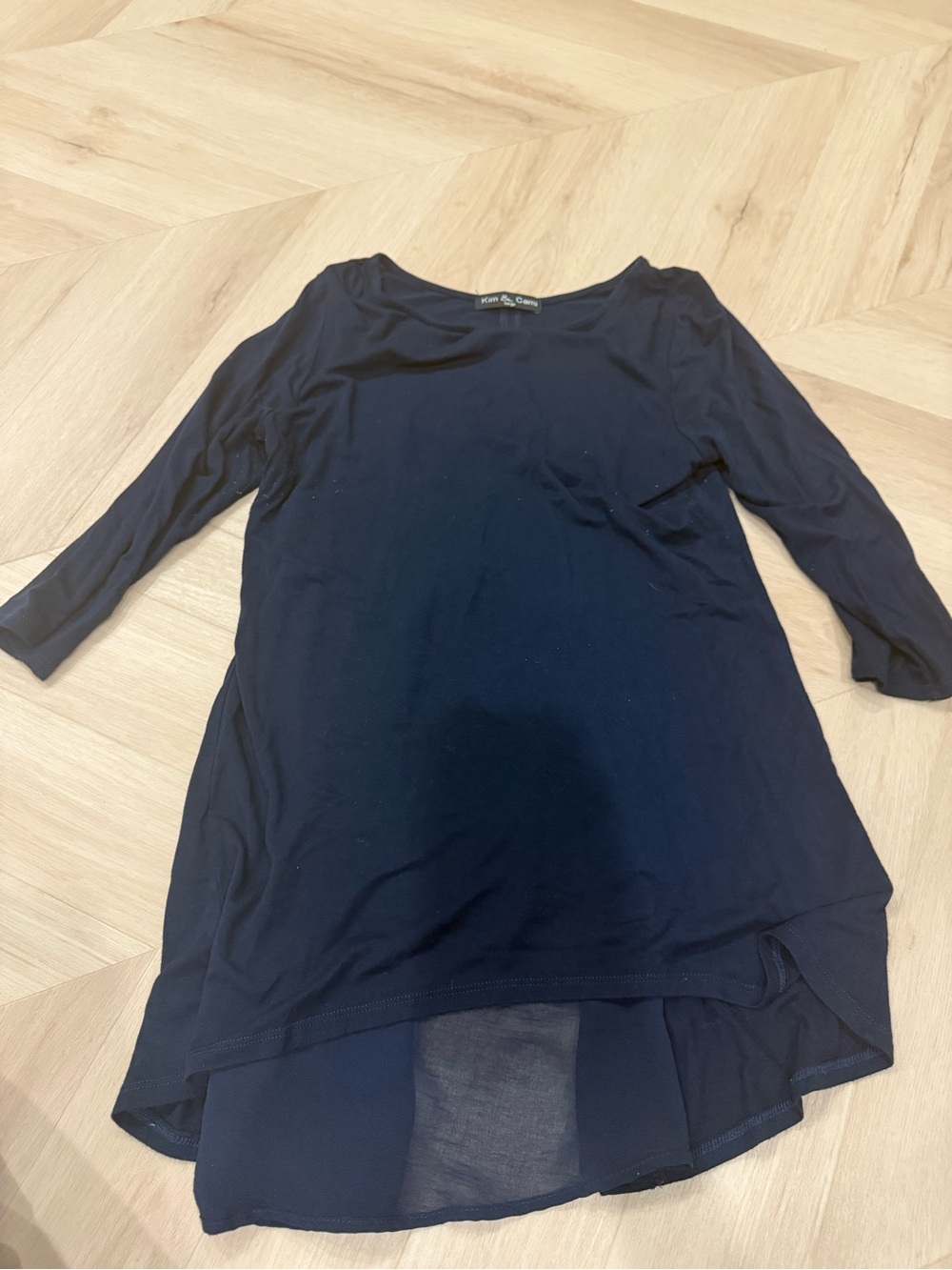 Kim & Cami Navy High-Low Tunic Top